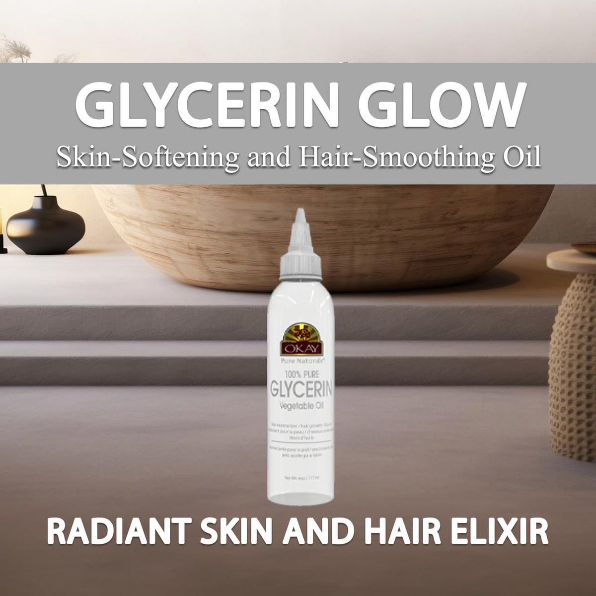 OKAY Glycerine Végétale Pure 100% sur un fond neutre