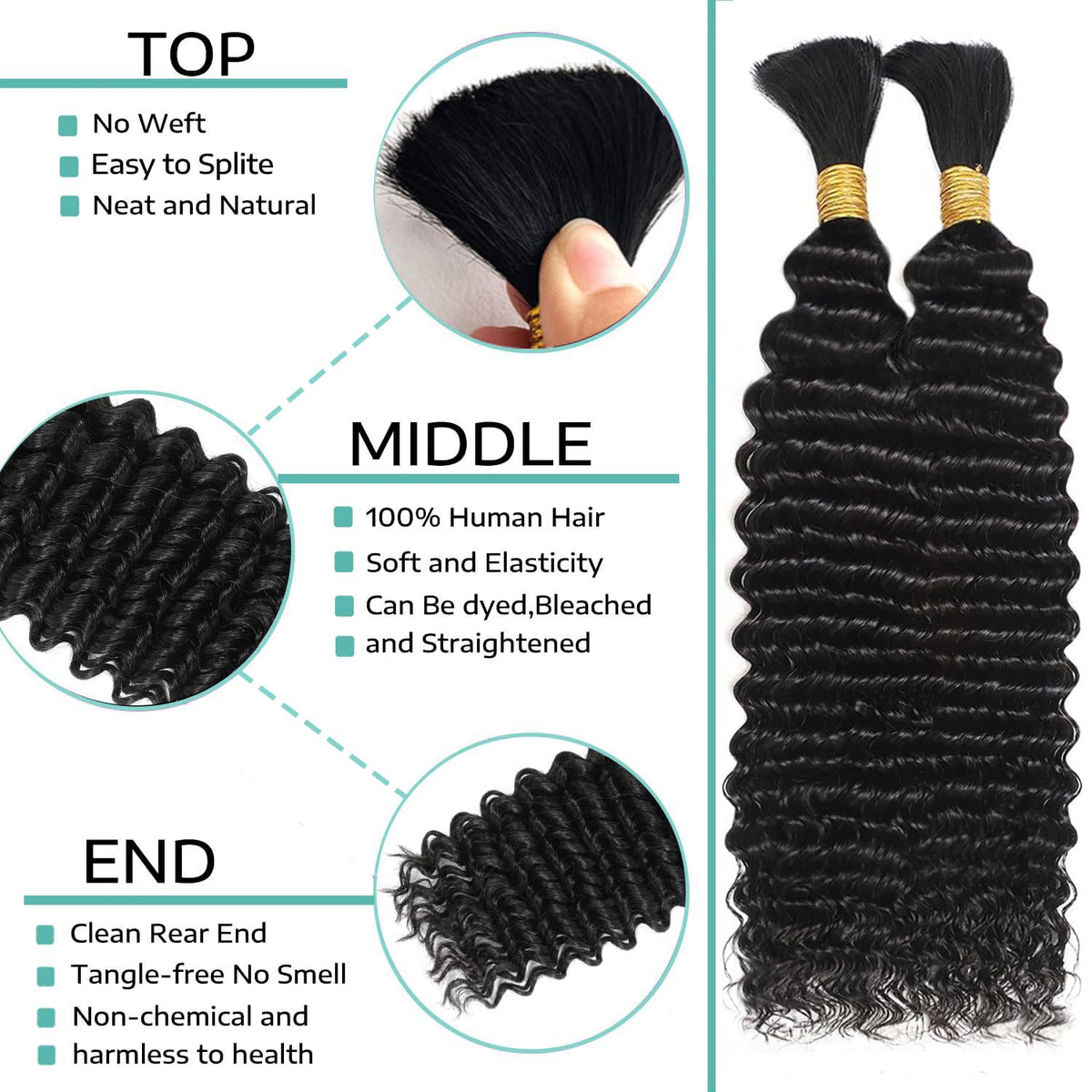 OKVOKV Cheveux Bouclés 22 Pouces en couleur 1B