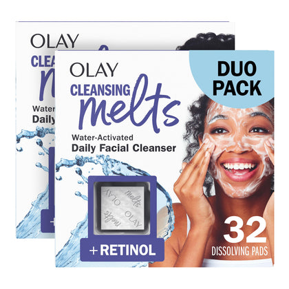 Olay Cleansing Melts 64ct vue de face avec emballage