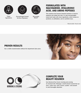 Olay Crème Contour des Yeux 0,5 oz avec ingrédients naturels en arrière-plan