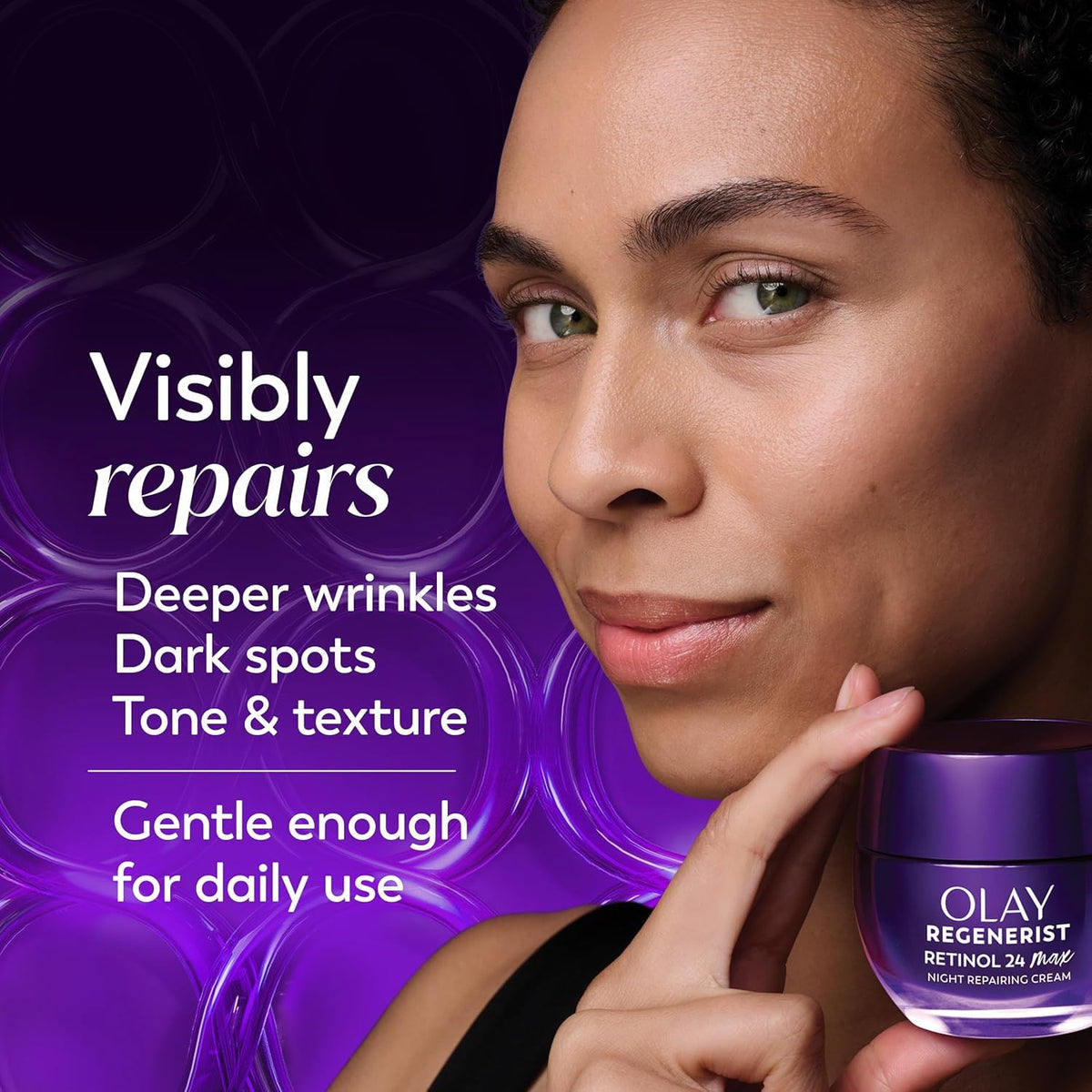 Olay Crème de Nuit MAX texture crémeuse sur la main