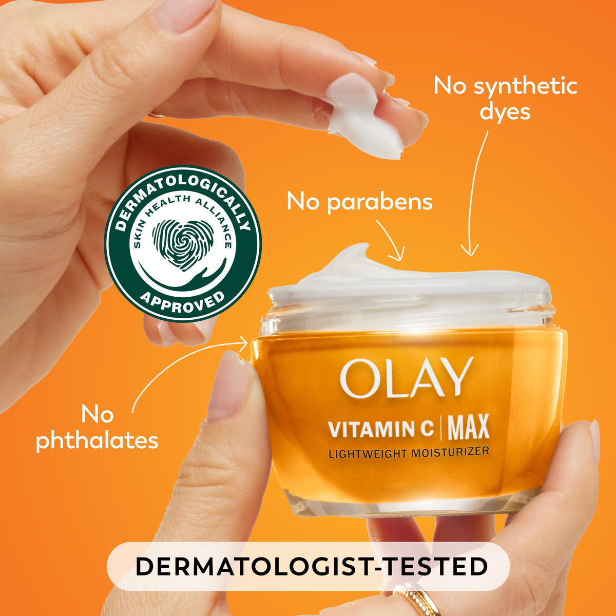 Olay Crème Hydratante avec ingrédients clés affichés