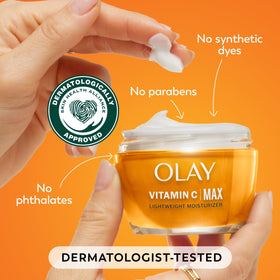 Olay Crème Hydratante avec ingrédients clés affichés