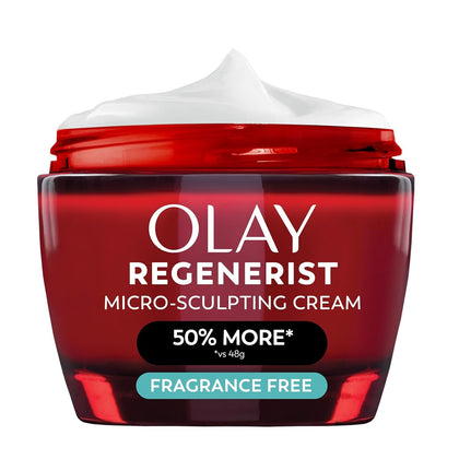 Olay Crème Hydratante Regenerist 299g vue de face avec couvercle rouge