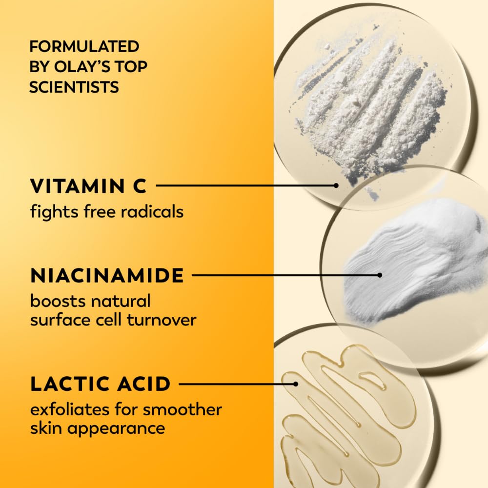 Olay Crème Hydratante Vitamine C 168g avec arrière-plan agrumes