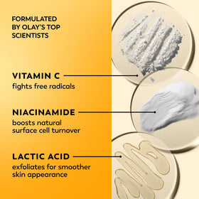 Olay Crème Hydratante Vitamine C 168g avec arrière-plan agrumes