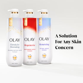 Olay Gel Douche Femme 880g avec des fleurs à côté