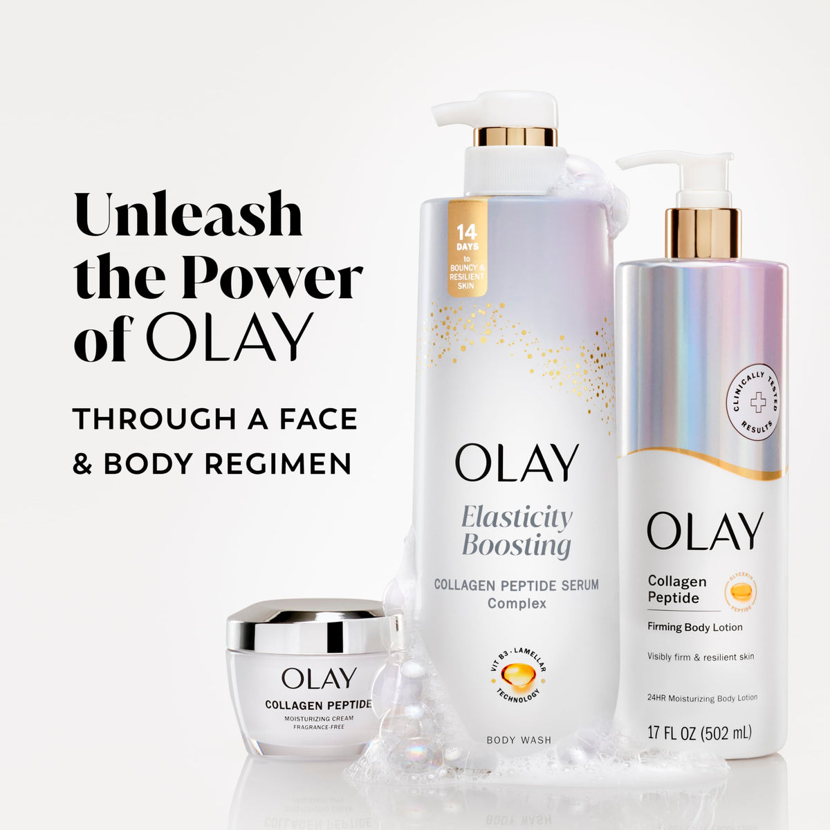 Olay Gel Douche Femme 880g étiquette arrière avec ingrédients