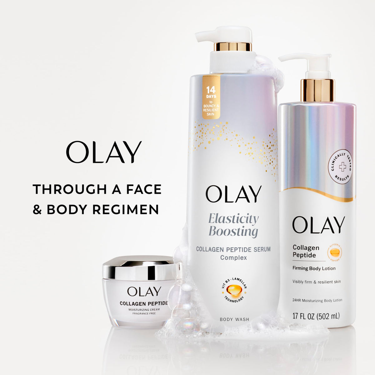 Olay Gel Douche Femme en utilisation dans la douche