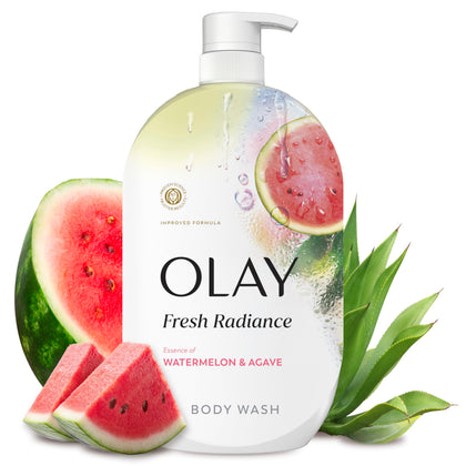 Olay Gel Douche Fresh Radiance 1L vue avant avec parfum Melon & Agave
