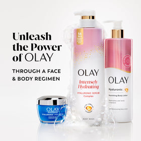 Olay Gel Douche Hydratant 20 fl oz en gros plan sur pompe