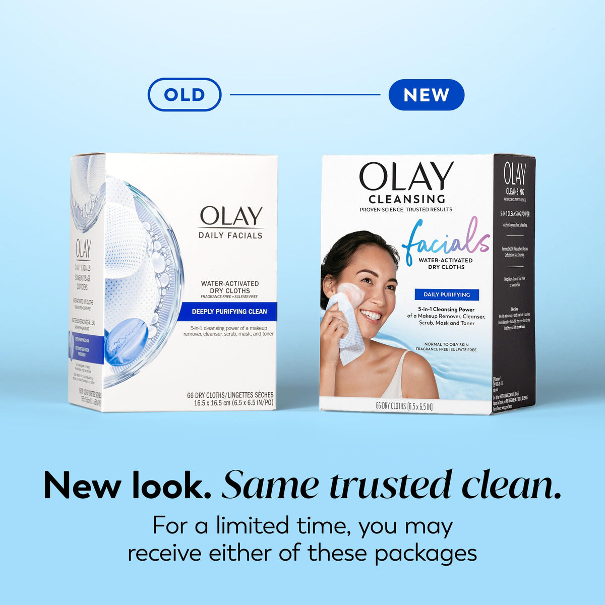 Olay Lingettes Démaquillantes 5-en-1 lingette sortie du paquet