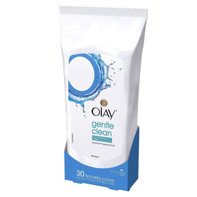 Olay Lingettes Nettoyantes Douces près d'un miroir de maquillage