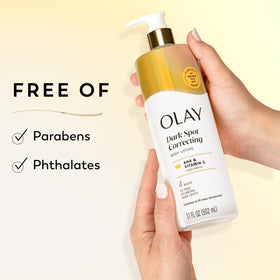 Olay lotion vue de côté, mettant en avant le bouchon