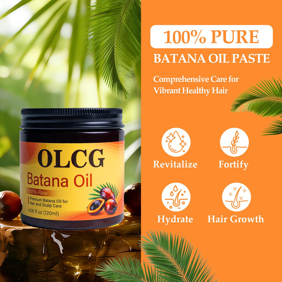 OLCG Huile de Batana 120ml vue de dos avec ingrédients