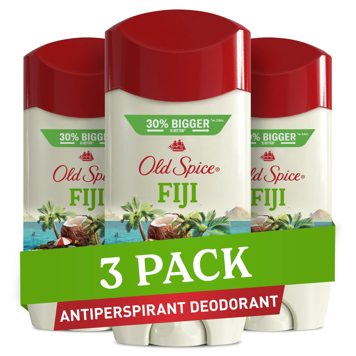 Old Spice Antiperspirant Déodorant 3,4 oz vue avant avec parfum Fiji