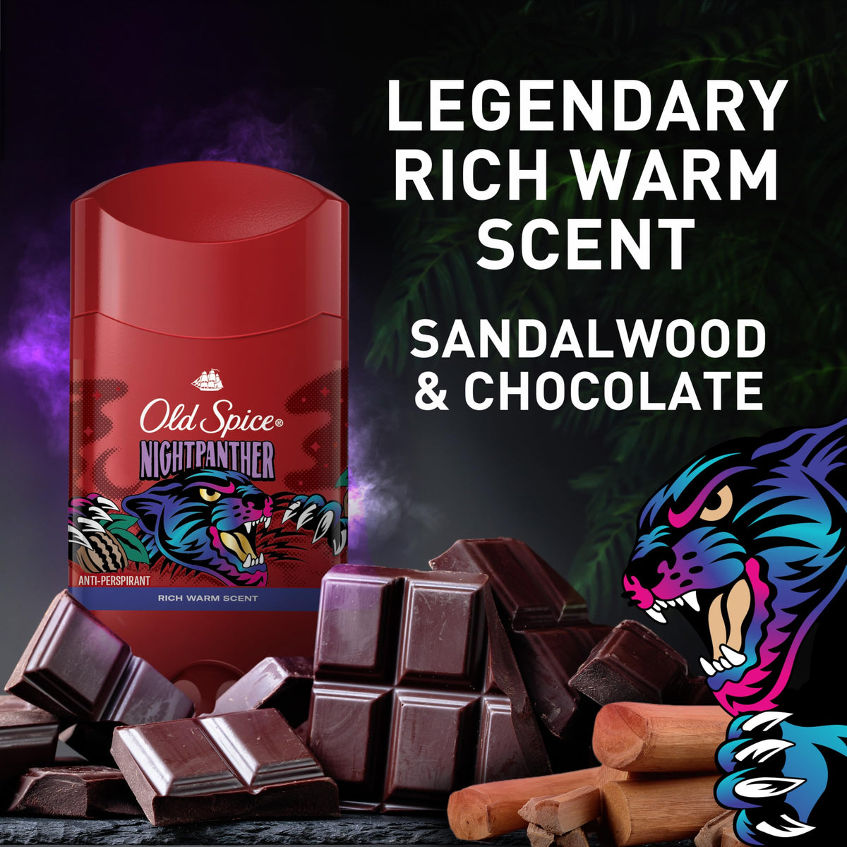 Old Spice Antiperspirant NuitPanthère 132g à côté d'autres produits de la collection