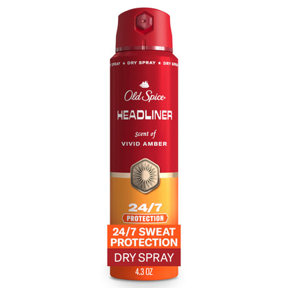 Old Spice Antiperspirant Spray pour hommes, vue avant avec parfum d'ambre
