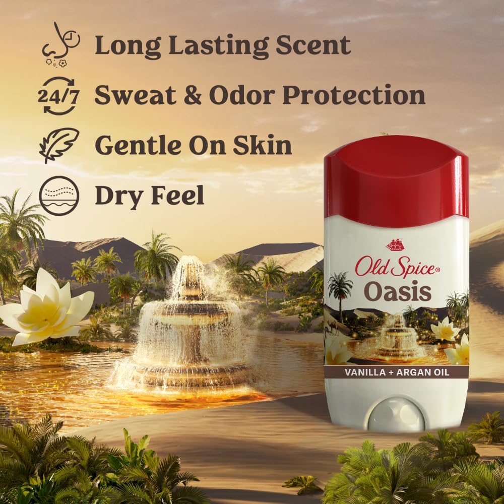 Old Spice Déodorant Antitranspirant Homme Oasis Vanille & Huile d'Argan emballage