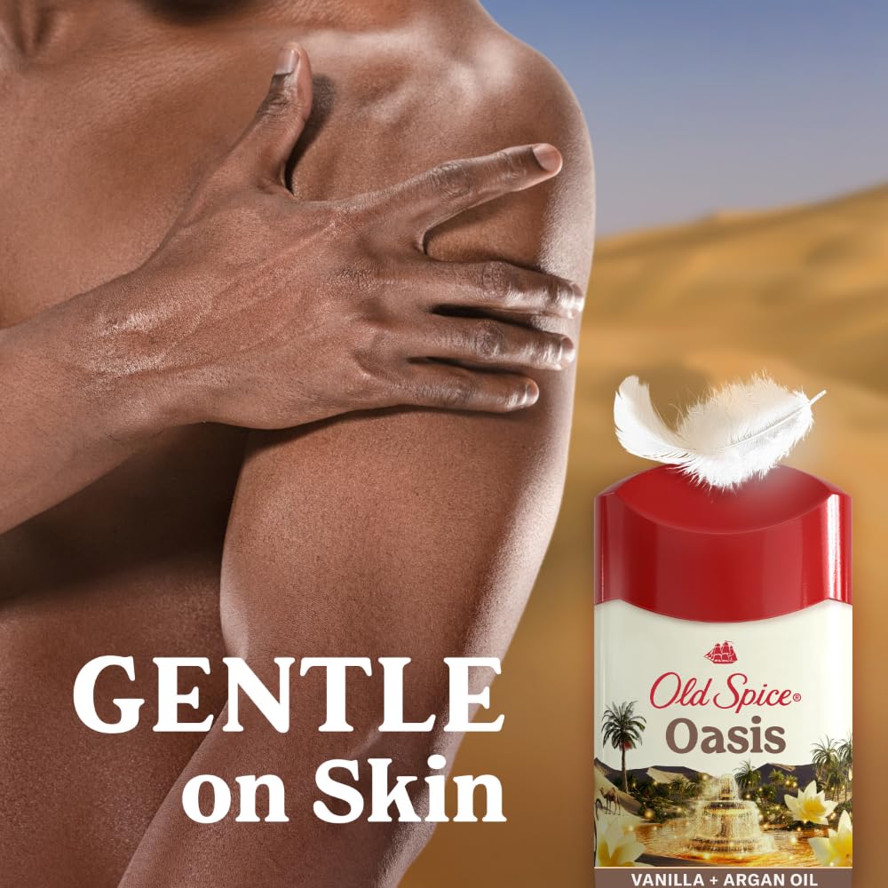 Old Spice Déodorant Antitranspirant Homme Oasis Vanille & Huile d'Argan application