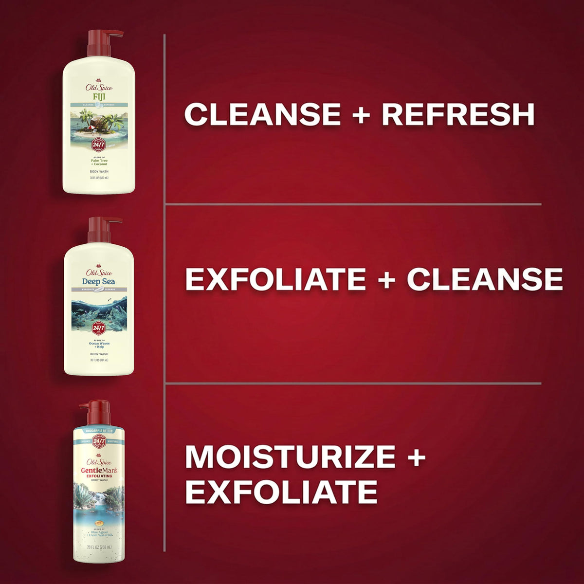 Old Spice Gel Douche 26 oz, vue arrière avec code-barres