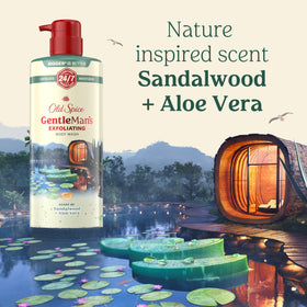 Old Spice Gel Douche avec des éléments naturels en arrière-plan