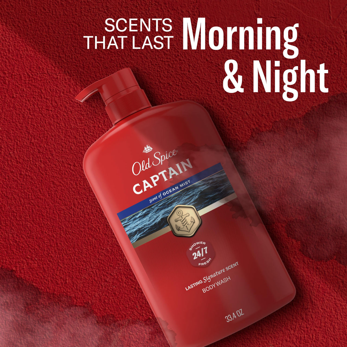 Old Spice Gel Douche Captain 33,4 oz dans un cadre de salle de bain moderne