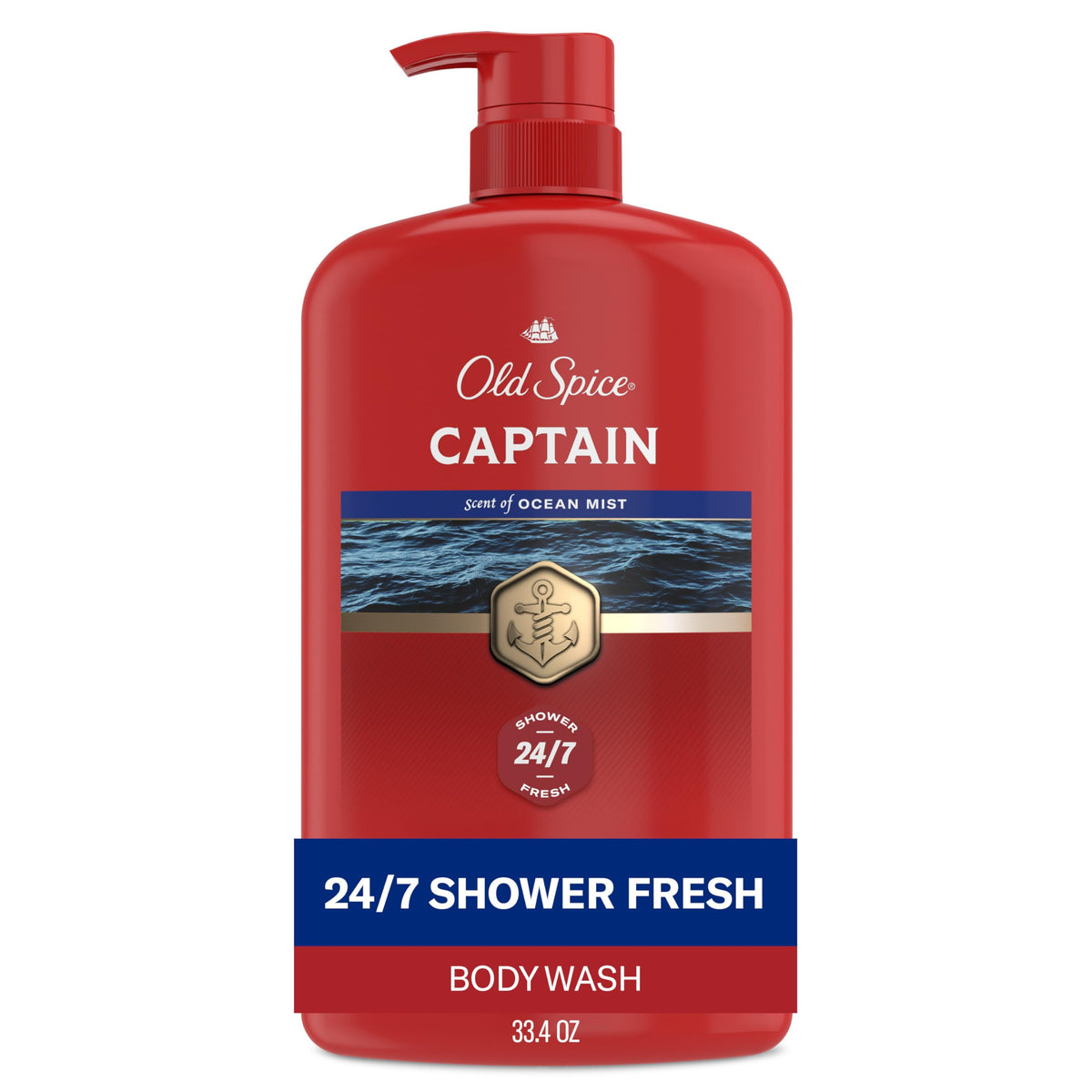 Old Spice Gel Douche Captain 33,4 oz vue avant avec étiquette