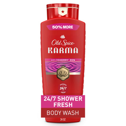 Old Spice Gel Douche Karma 24 oz vue avant avec bouchon noir