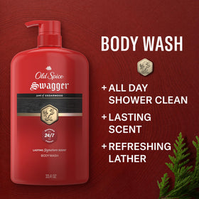 Old Spice Gel Douche Swagger 33,4 oz vue arrière avec ingrédients