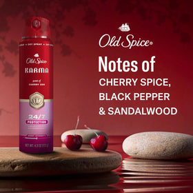 Old Spice Karma Déodorant avec arrière-plan de salle de bain