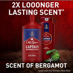 Old Spice Lotion hydratante sur une surface de salle de bain
