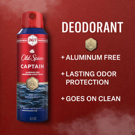 Old Spice Spray Corporel Aluminium Free 5,1 oz côté avec bouchon