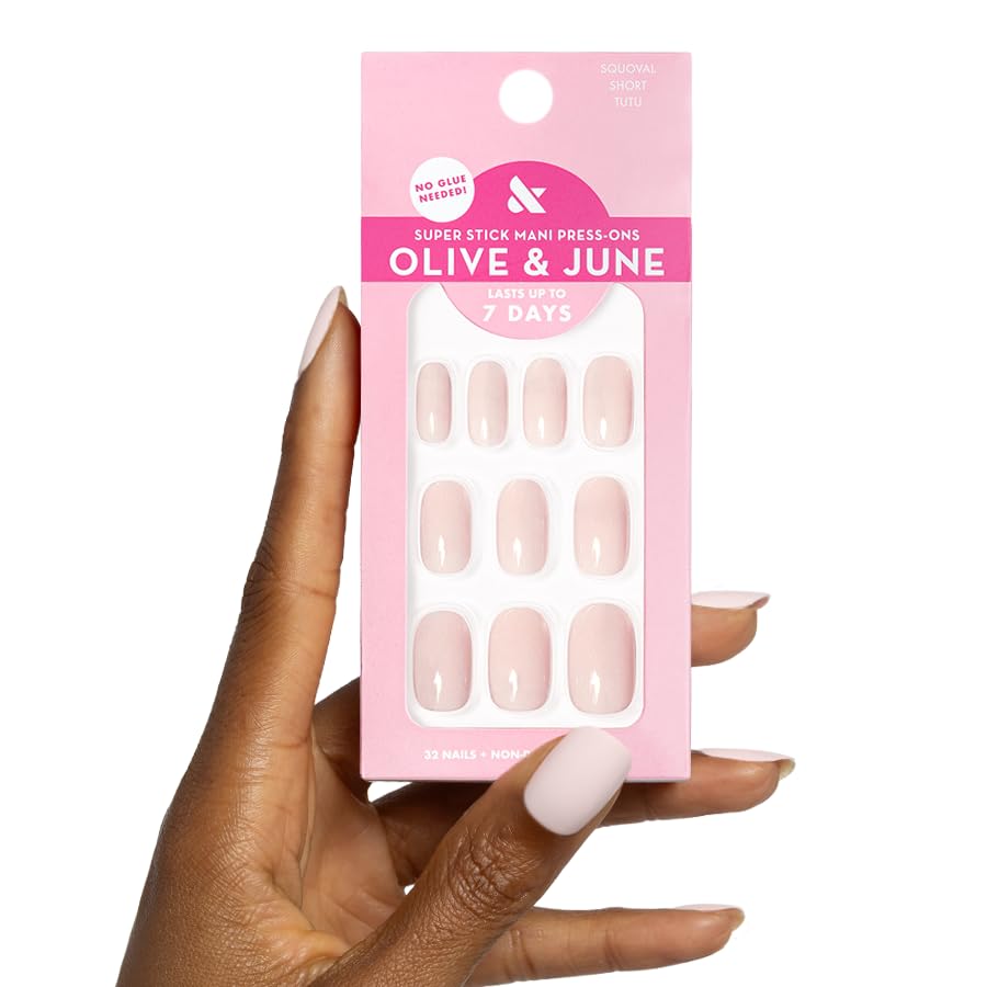 Olive & June Super Stick Press-On Nails Tutu Pastel Pink vue avant