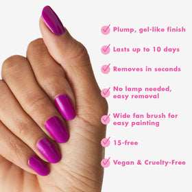 Olive & June Vernis Grape Soda présentation avec accessoires de manucure