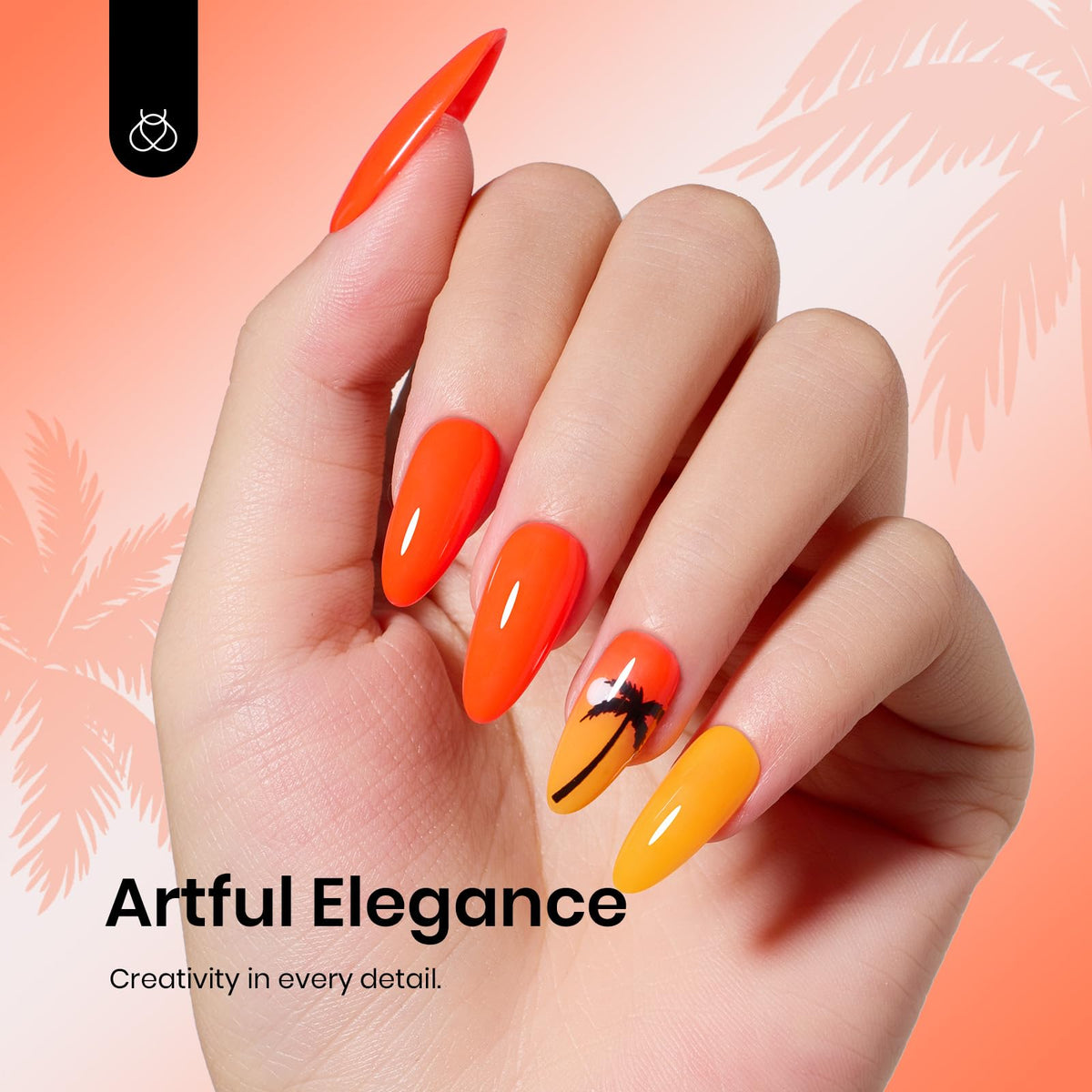 Oncgle décoré avec le vernis gel orange fluo Beetles