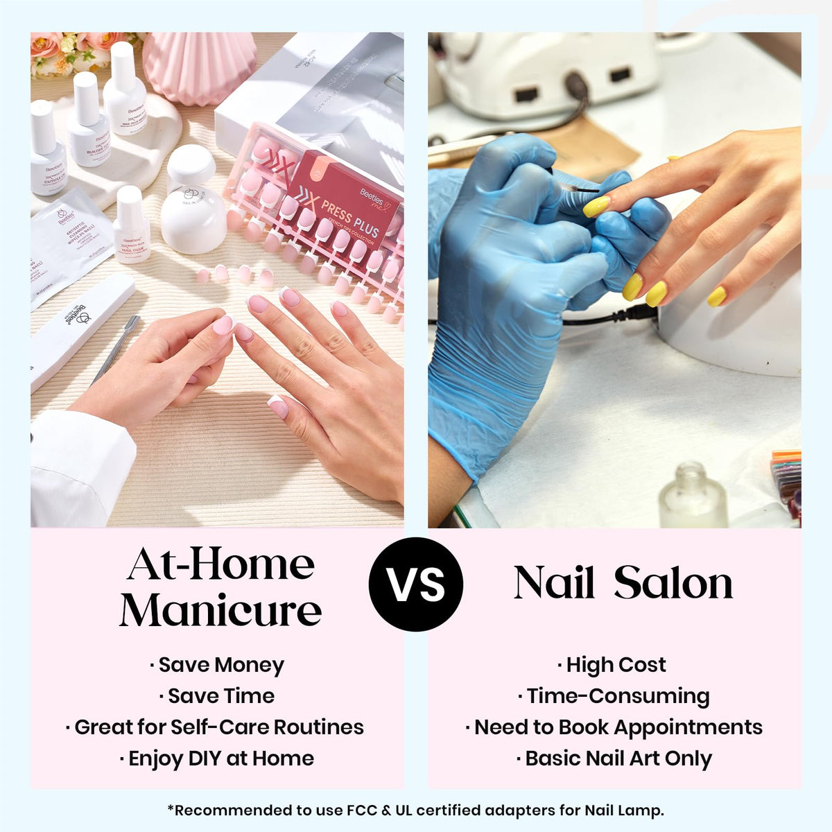 Ongles à coller Beetles présentés sur une main
