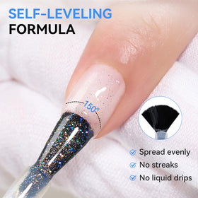 Ongles avec le top coat pailleté Makartt, effet brillant visible