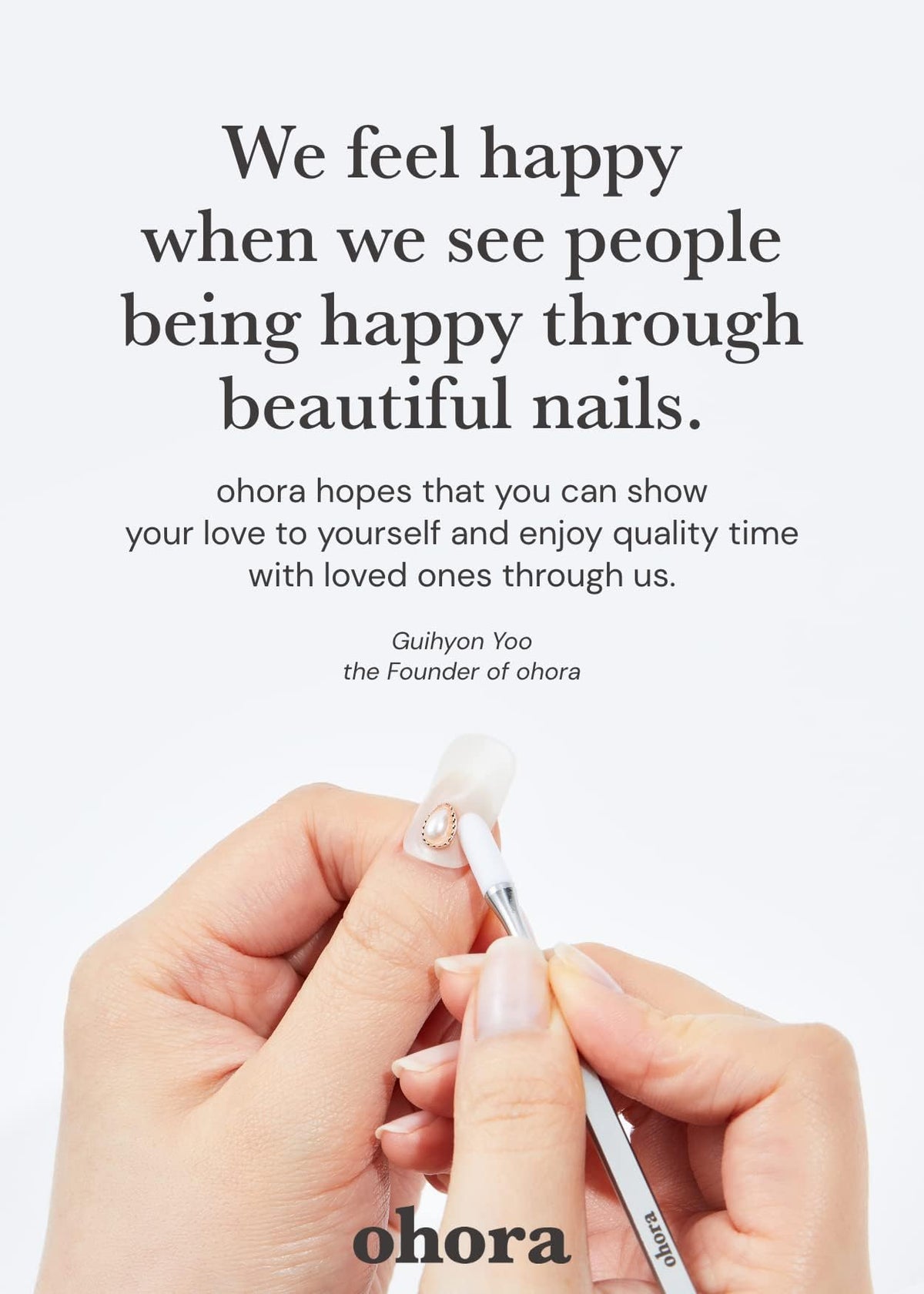 Ongles avec strips de vernis semi-curé ohora, finition brillante