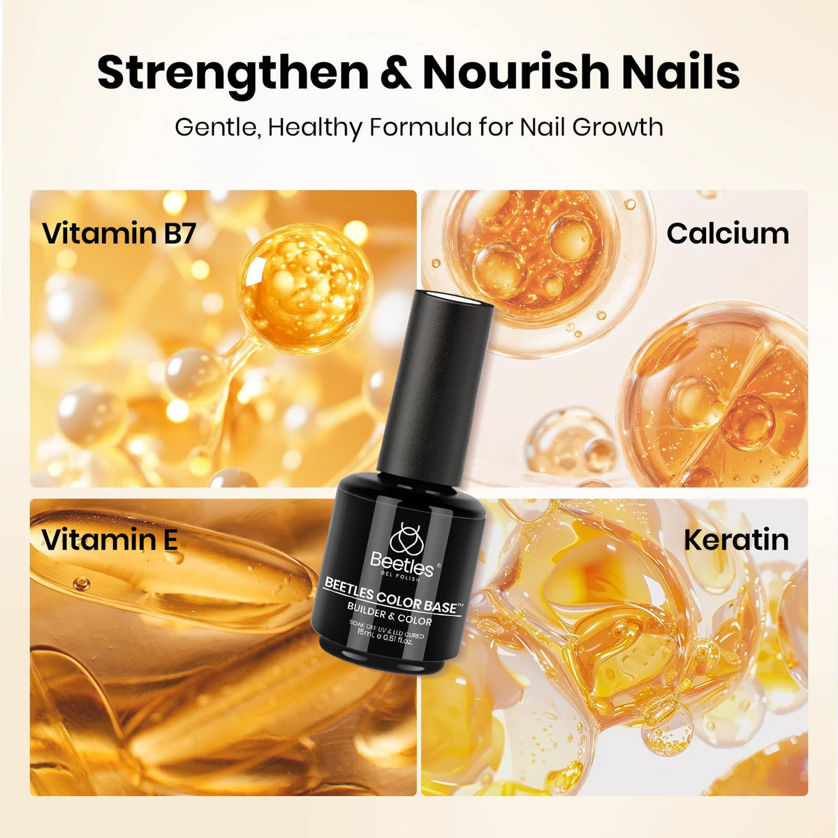 Ongles avec vernis appliqué sur gel de base beetles