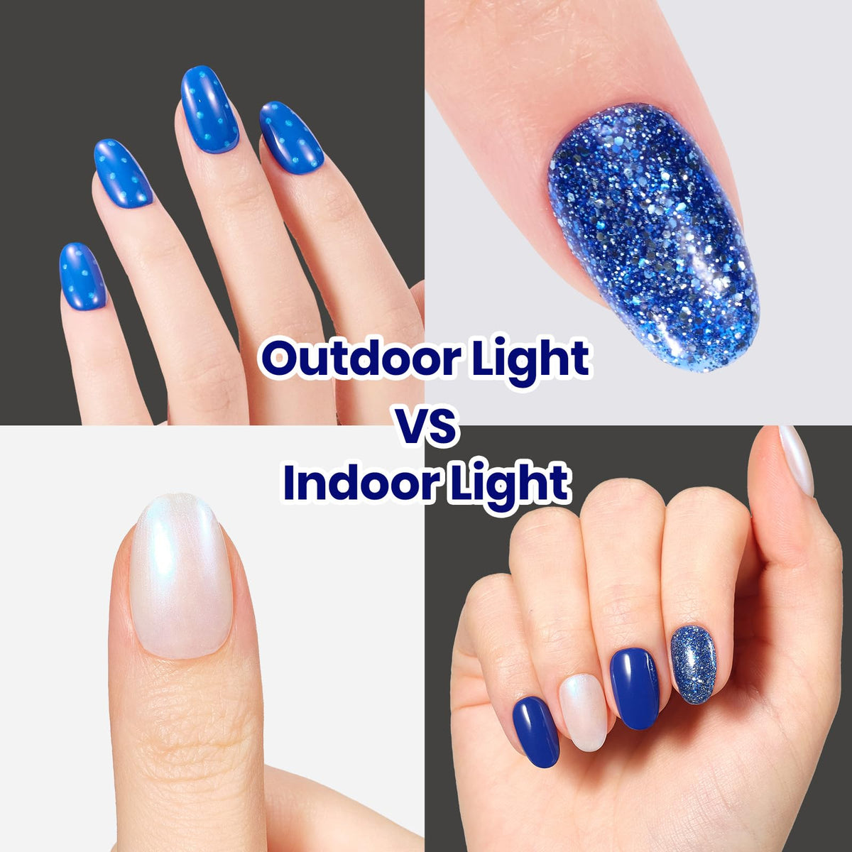 Ongles avec vernis bleu tendre Beetles en plein air