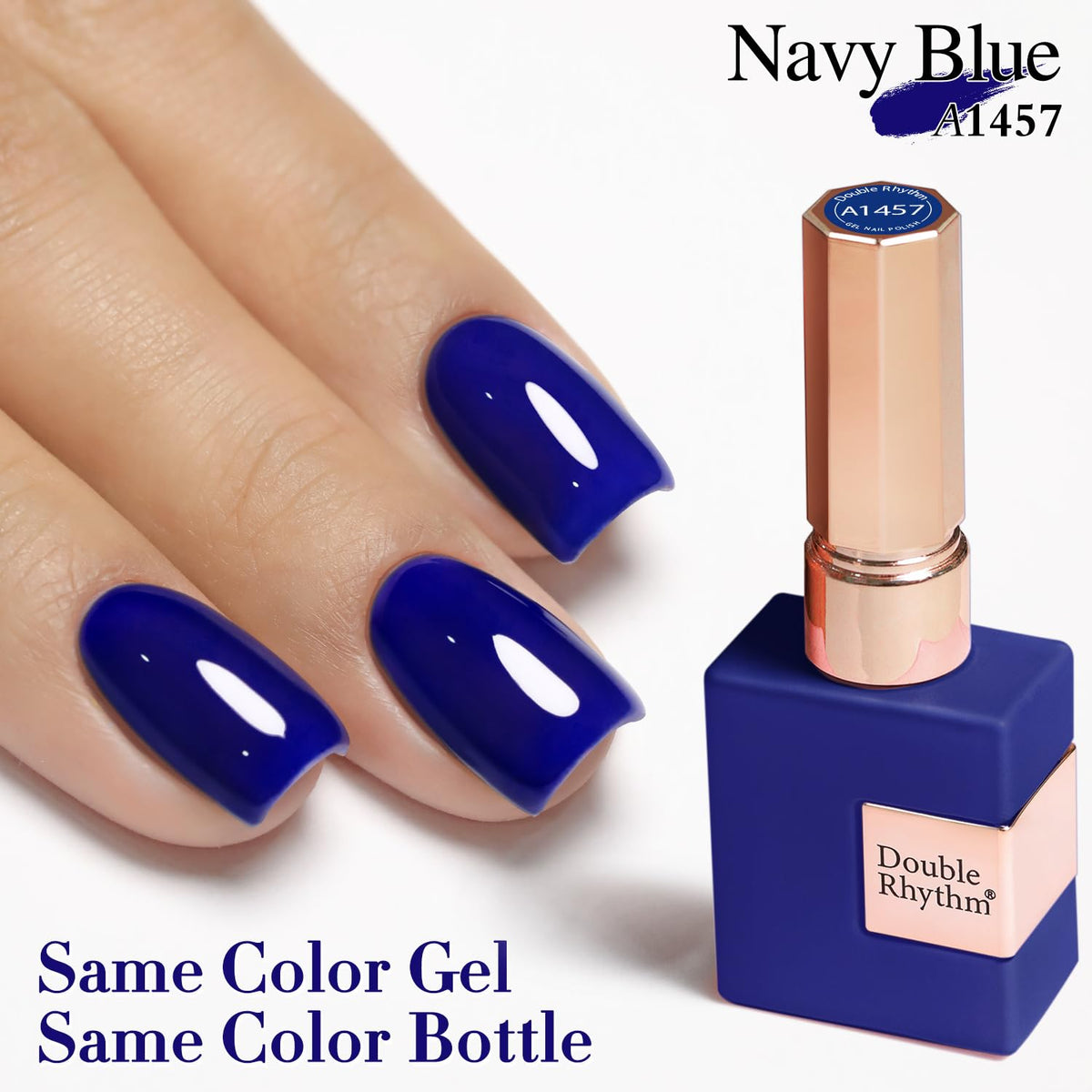 Ongles bien manucurés avec gel polish bleu marine
