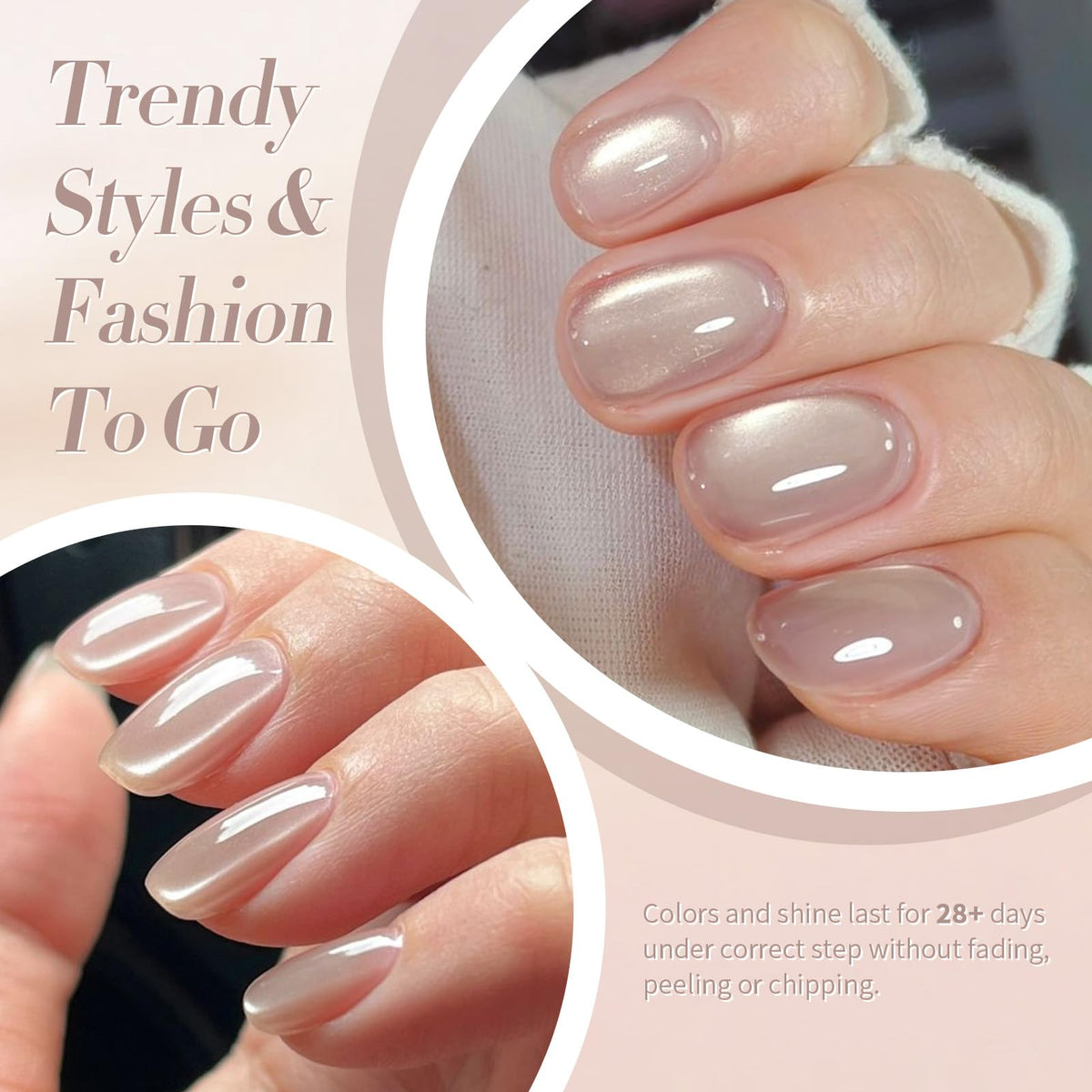 Ongles brillants avec le vernis gel magnétique Rose Lune