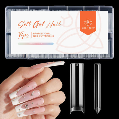 Ongles carrés longs XXL modelones, vue de face