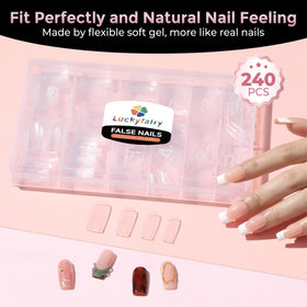 Ongles Carrés Luckyfairy avec vernis coloré