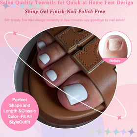 Ongles de pieds blancs prêts à porter avec finition brillante