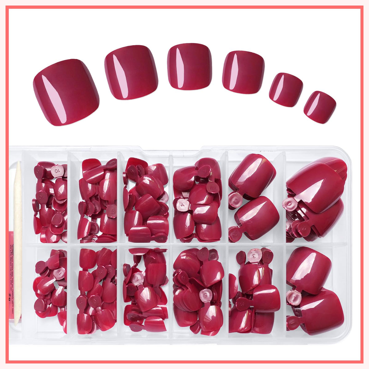 Ongles de pieds faux LuckForever avec lime et outil de manucure