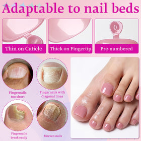 Ongles de pieds press-on LuckForever dans leur boîte de rangement