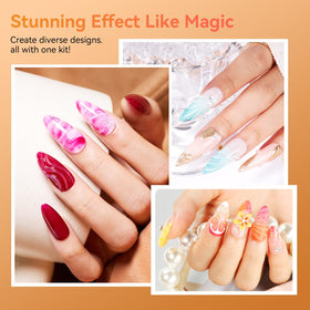 Ongles décorés avec des fleurs et des charms utilisant le gel Makartt