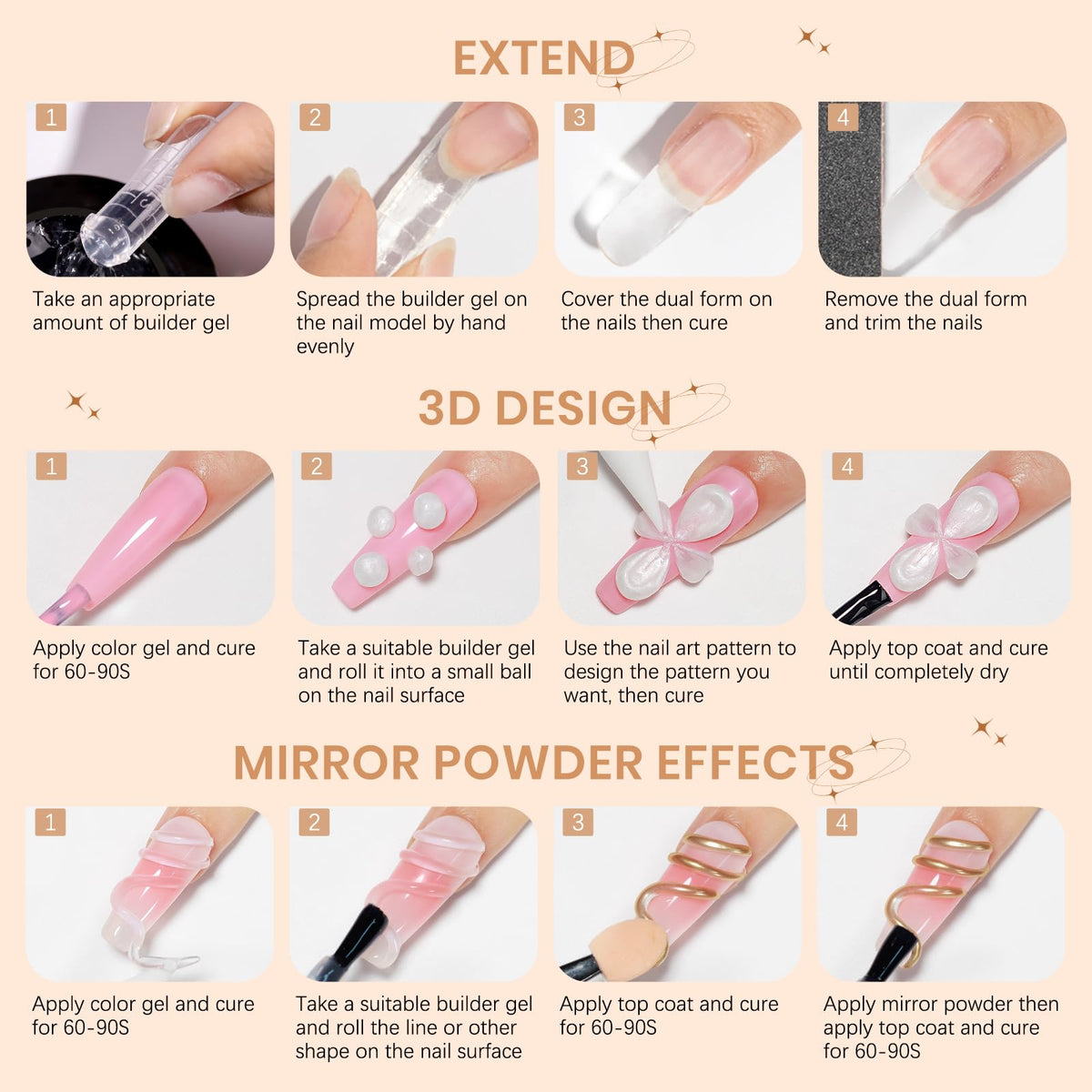 Ongles décorés avec le gel à ongles sculptant SUPWEE